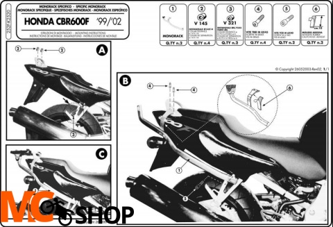 Givi 252F Stelaż Monorack Honda CBR600F 99-07