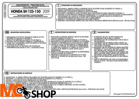 GIVI A315A MOCOWANIE SZYBY HONDA SH125-150'09