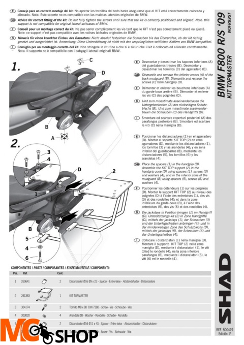 STELAŻ KUFRA TYŁ SHAD BMW F800S - 09/15 STELAŻ KUFRA TYŁ SHAD BMW F800S - 09/15