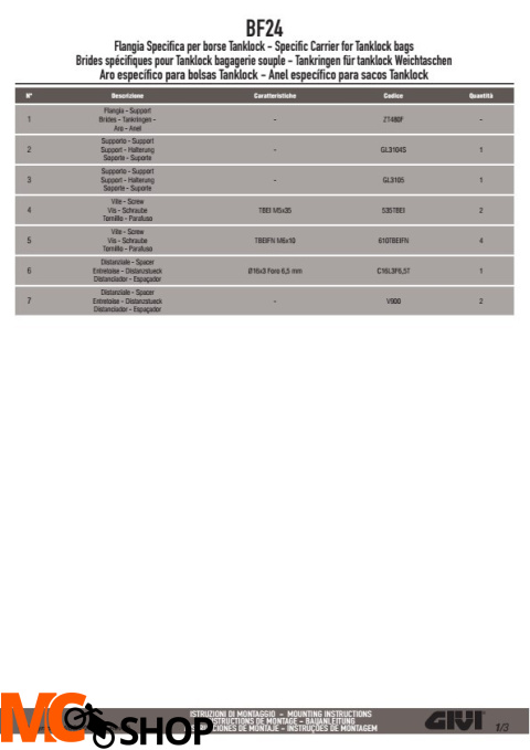 Givi BF24 Pierścień mocujący tanklock Yamaha XSR700