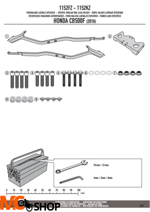 GIVI 1152FZ STELAŻ KUFRA CENTRALNEGO (BEZ PŁYTY) - HONDA CB 500 F (16) GIVI 1152FZ STELAŻ KUFRA CENTRALNEGO (BEZ PŁYTY) - HONDA CB 500 F (16)