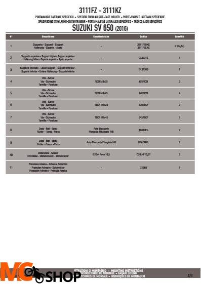 GIVI 3111FZ STELAŻ KUFRA CENTRALNEGO (BEZ PŁYTY) SUZUKI SV 650 (16)