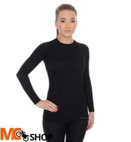 BRUBECK koszulka ACTIVE WOOL damska czarny