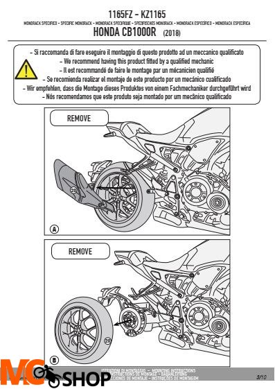 GIVI 1165FZ STELAŻ KUFRA CENTRALNEGO (BEZ PŁYTY) HONDA CB 1000 R GIVI 1165FZ STELAŻ KUFRA CENTRALNEGO (BEZ PŁYTY) HONDA CB 1000 R