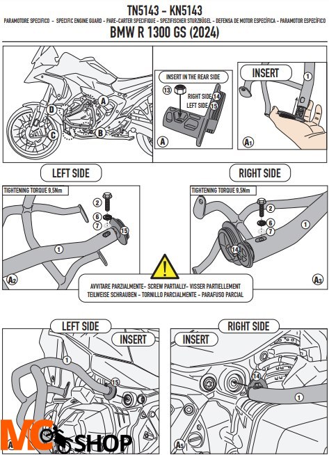 KAPPA GMOLE OSŁONY SILNIKA BMW R 1300 GS '24 CZARN KAPPA GMOLE OSŁONY SILNIKA BMW R 1300 GS '24 CZARN